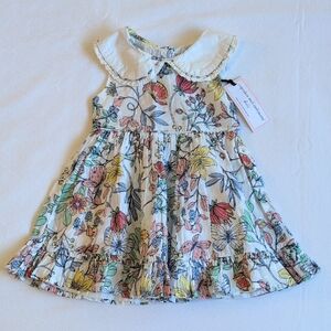 NWT cupcakes & cashmere floral clip dot dress with peter pan collar 9-12 months